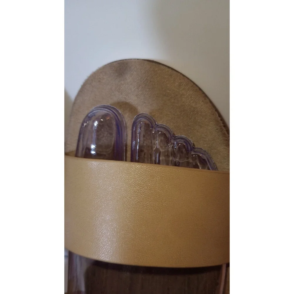 XOXO Womens 8 Dylanne Sandals Slip On Slides Tan Beige Platform XO201494